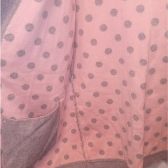 Isaac Mizrahi Live! QVC Women Medium Gray & Pink Polka Dot Open Cardigan Sweater - Picture 4 of 6